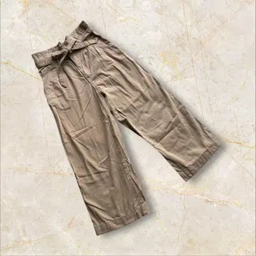 에이치앤엠 하의 와이드 팬츠 브라운 리본 허리끈 M 사이즈