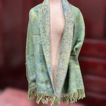 프랑스제 프린지 장식 그린 계열 스톨