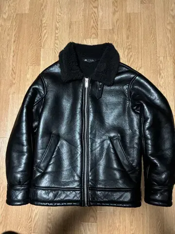 ZARA 자라 보아 블랙 가죽 자켓 양가죽 사이즈 L