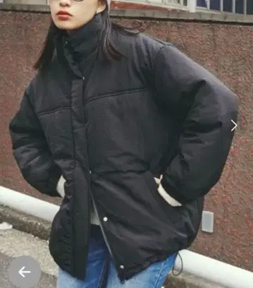 안티로자 홀리데이 충전솜 오버 사이즈 코트 블랙 다운 자켓 블루종