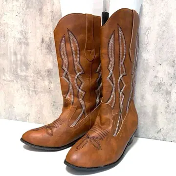 새상품급 웨스턴 부츠 카멜 브라운 계열 40 사이즈 24~24.5 상당