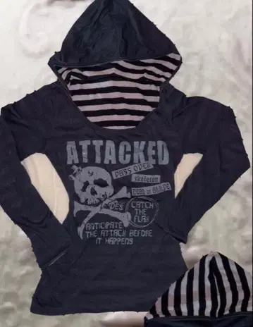 후드 부착 스컬 디자인 긴팔 상의 y2k punk 펑크 그런지