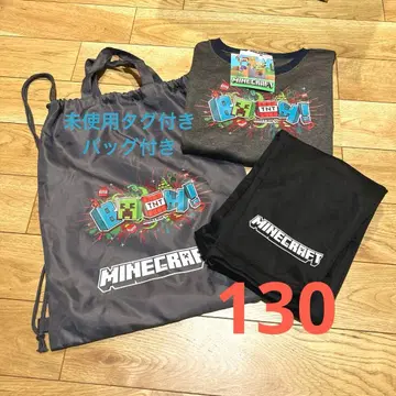 [ 미사용 새상품 ] 마인크래프트 긴팔 롱 파자마 130cm 백 포함