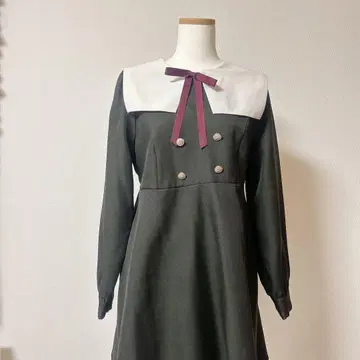 Amavel 아마벨 군복 계열 카라 부착 긴팔 원피스 그린