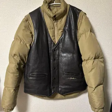 schott 2way 가죽 베스트 다운 자켓