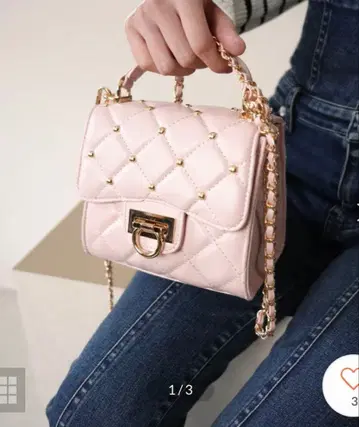 퀼팅 스터드 미니백 (핑크)