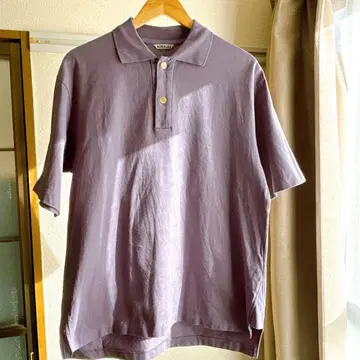 [ AURALEE ] 22ss 피케 셔츠 퍼플