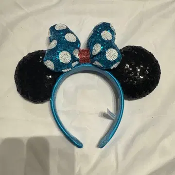 [ 당일 발송 ] 미니 스팽글 머리띠 디즈니 스카이블루 도트 리본