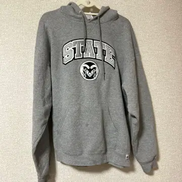 RUSSELLATHLETIC 그레이 STATE 로고 후드 부착 후드티