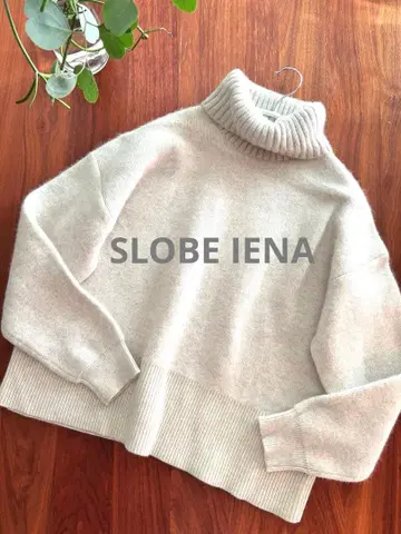 SLOBE IENA 슬로브 이에나 퍼리 더블 페이스 터틀 니트