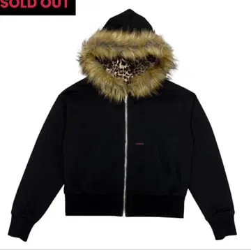 9/S project FUR ZIP HOODIE - BLACK