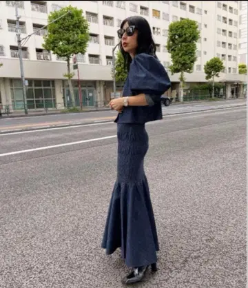 Ameri 2WAY DENIM RANDOM SHIRRING DRESS