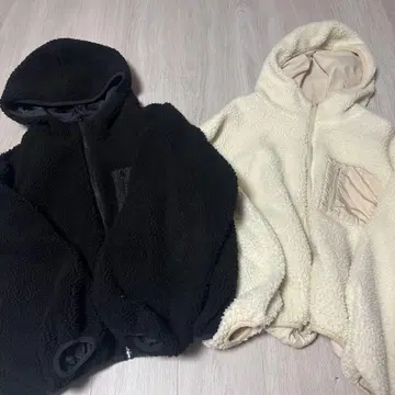 후드 부착 보아 자켓 블랙 화이트 리버서블