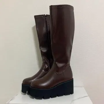 브라운 롱 부츠 플랫폼