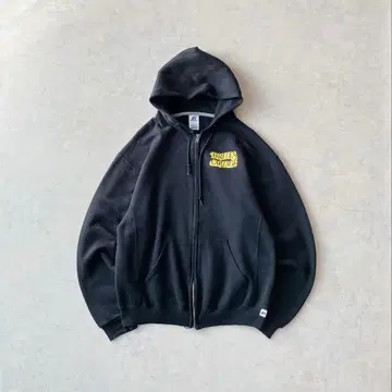 00s 러셀 애슬레틱 블랙 양면 프린트 지퍼 후드티 블랙 구제 의류