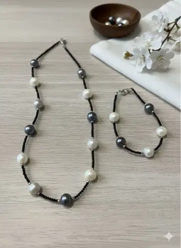 [ 새상품급 ] 담수 펄 목걸이 & 팔찌 세트