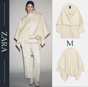 ZARA ZW COLLECTION 울 케이프 코트 M 에크루