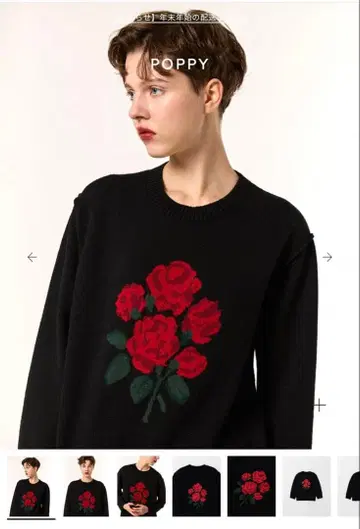 POPPY RED BOUQUET INTARSIA KNIT (BLACK)