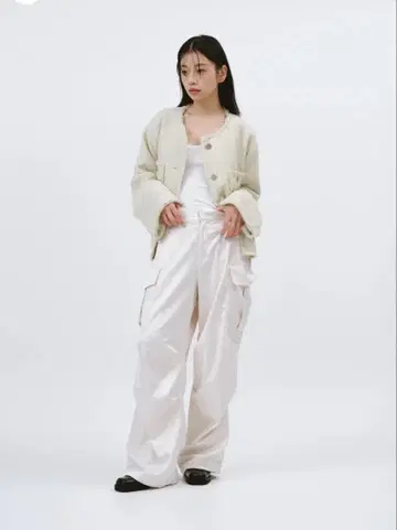 MYNE 새틴 카고 팬츠/화이트