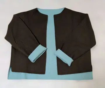 노카라 자켓 다크 그린과 블루그린 펠트 원단