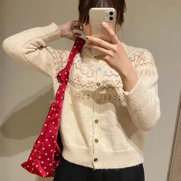amood 상의 니트 스웨터 리본 가디건