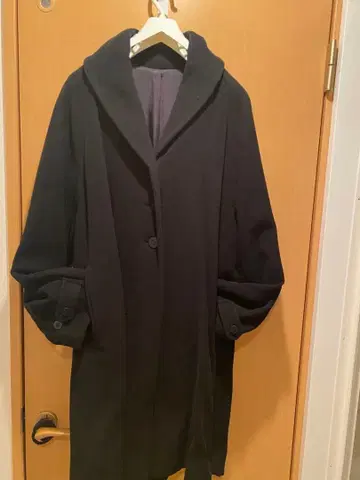 블랙 롱 코트 KENSHO ABE A라인 MADE IN JAPAN