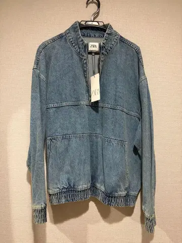 미사용 새상품 택 포함 ZARA 데님 자켓 L 하프 지퍼 풀오버