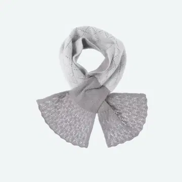 Luna Luce 캐시미어 100% 레이시 니트 캔디 프티 머플러 그레이