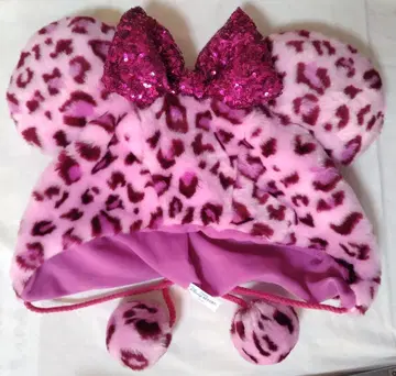 (미사용) 팬캡 택 포함 레오파드 무늬 표범 무늬 핑크색 미니
