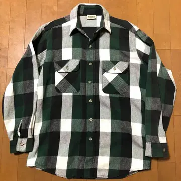 90s FIVE BROTHER 헤비 플란넬 셔츠 블록 체크 USA 제조