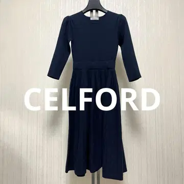 CELFORD 셀포드 플리츠 니트 원피스 네이비 세레모니