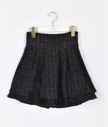 Evelyn 트위드 더블 플레어 스커트 SK 블랙
