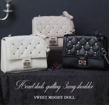 pium 하트 스터드 퀼팅 3way 숄더백 블랙