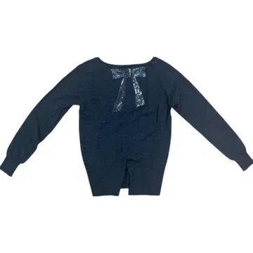 [컨디션 최상] iCB 긴팔 얇은 소재 니트 리본 비즈 여성용 S 사이즈