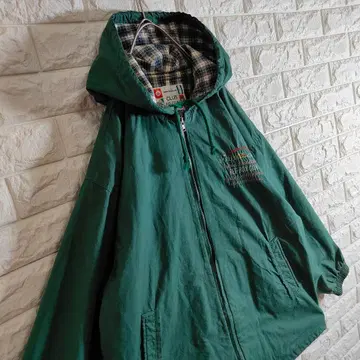 자수 로고 마운틴 파카 안감 체크 절개 그린 L