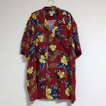 TWO PALMS 알로하 셔츠 꽃무늬 빨간색 2XL