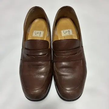 ing 브라운 가죽 로퍼 중간 힐