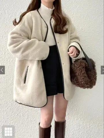 [ GRL ] 가죽 파이핑 보아 X 퀼팅 리버서블 코트