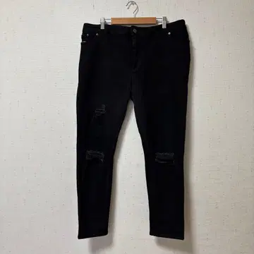 PUNYUS 데미지 스키니 데님 (4) 푸뉴즈 빅 사이즈 BLK