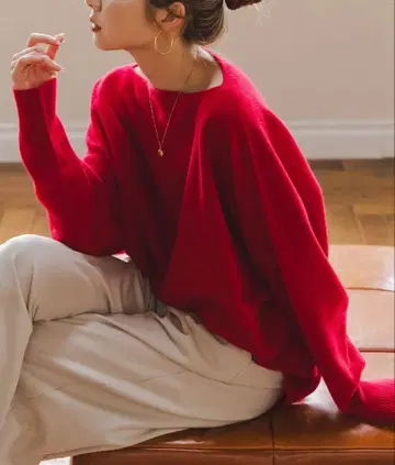 Noble 노블 파인 울 돌먼 풀오버 레드