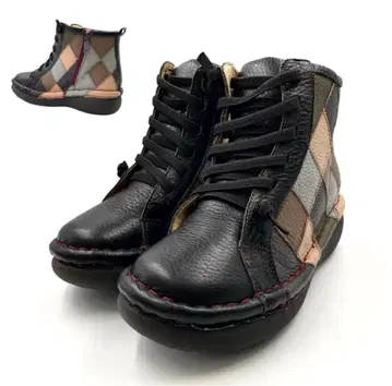 [ 미사용품 ] 에스타시온 하이컷 부츠 사이드 지퍼 멀티 컬러 블랙 M