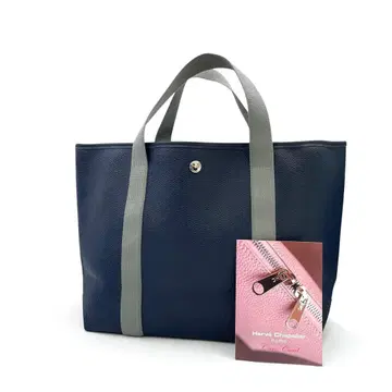 [ 미사용품 ] 에르베샤 펠리에 토트백 가죽 네이비 네이비 인증서 포함