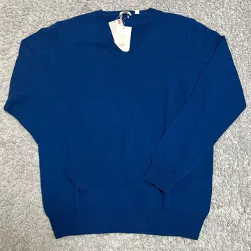 미사용 새상품 유니클로 캐시미어 100% 블루 V넥 사이즈 L