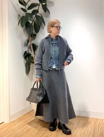 니트 플레어 스커트