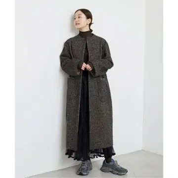 IENA 이에나 링 트위드 보틀넥 코트