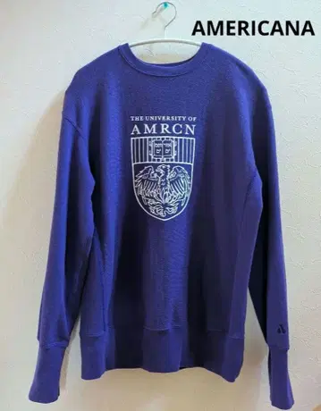 AMERICANA 리버스 위브 칼리지 로고 맨투맨 퍼플 새상품급