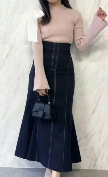 dazzlin 원숄더 리본 니트탑 프리 사이즈