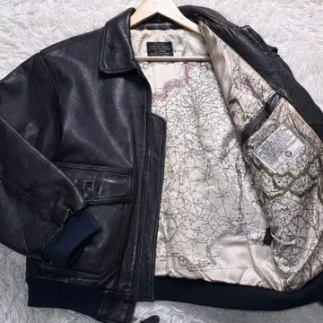 빈티지 A-2 가죽 플라이트 자켓 올 패턴 밀리터리 블랙 소가죽 XL