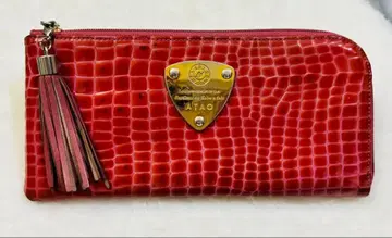 ATAO 크로커다일풍 레드 장지갑