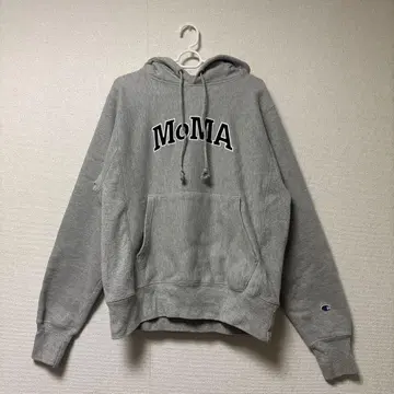 MoMA x Champion 로고 후드티 그레이 L 사이즈